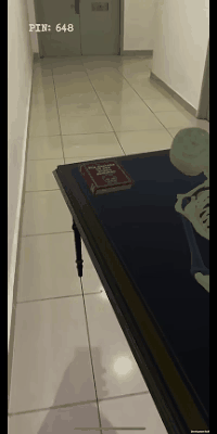 Learner reading information about the anatomy of the human skeleton in an augmented reality experience