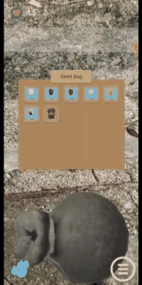 Placing a virtual seed in an augmented reality growing simulation